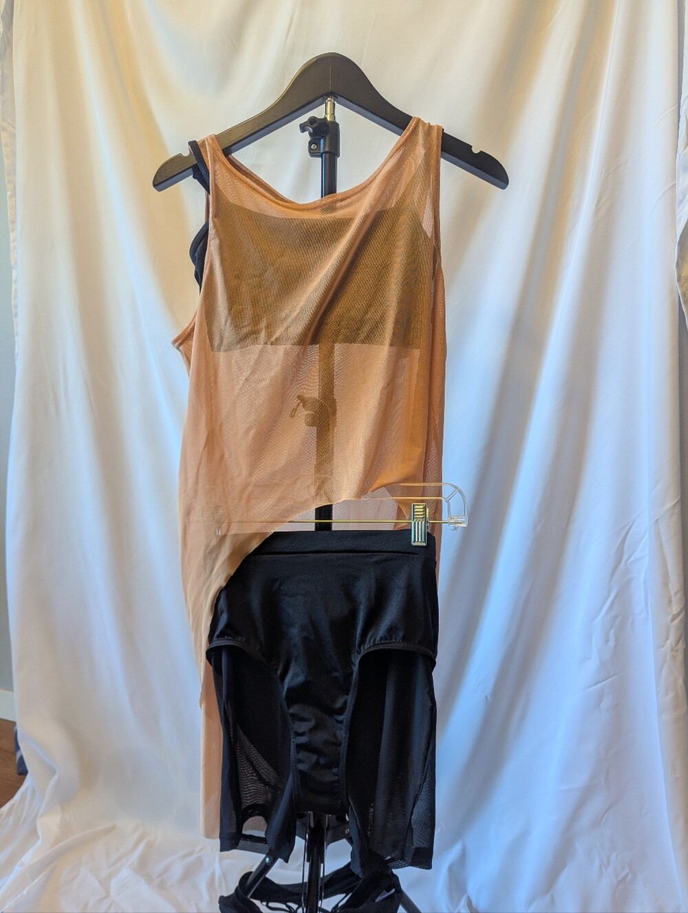 Sheer Sleeveless Mesh Tunic in Light Tan